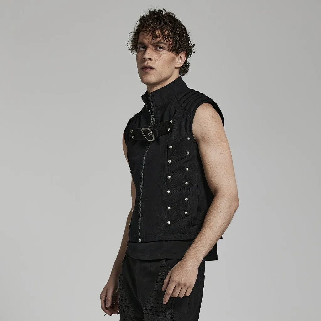 Men's Punk Stand Collar Vest