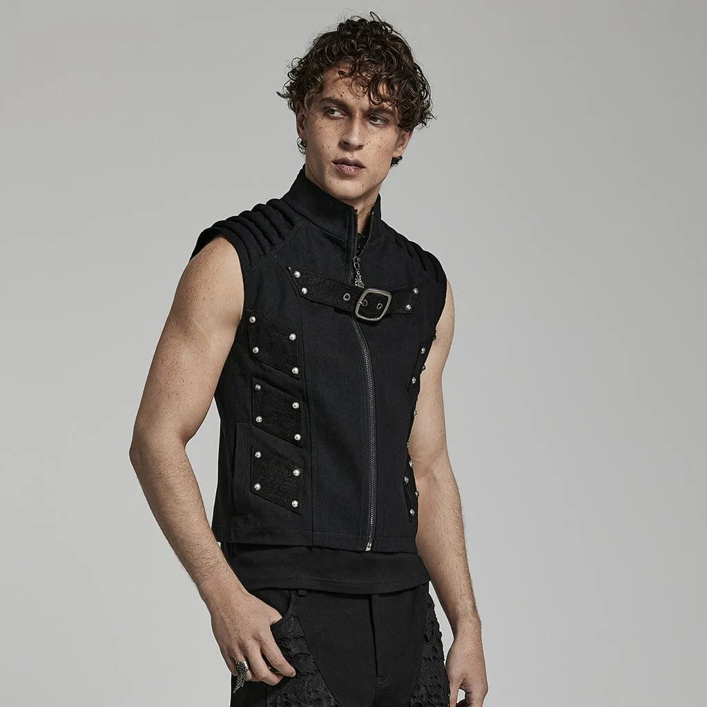 Men's Punk Stand Collar Vest