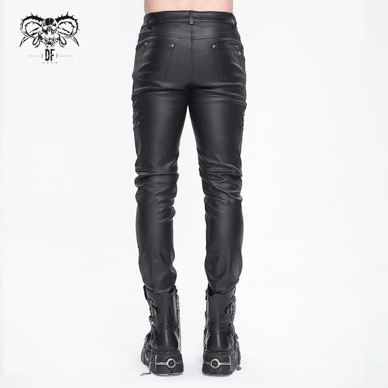 Men's Punk Studded Lace-up Pants