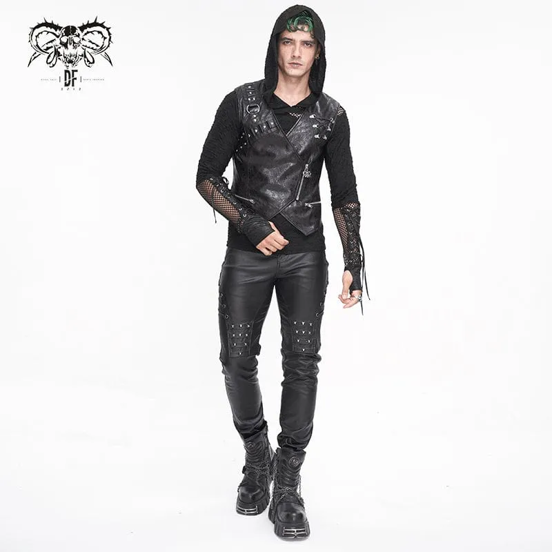 Men's Punk Studded Lace-up Pants