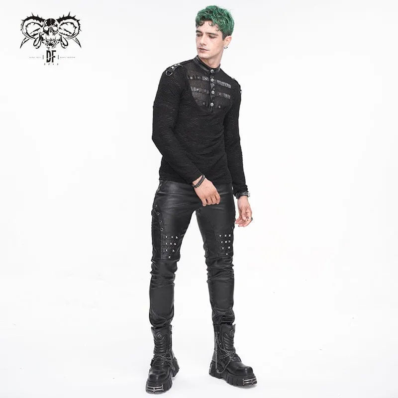 Men's Punk Studded Lace-up Pants