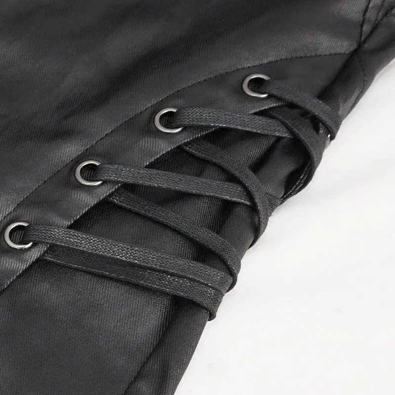 Men's Punk Studded Lace-up Pants