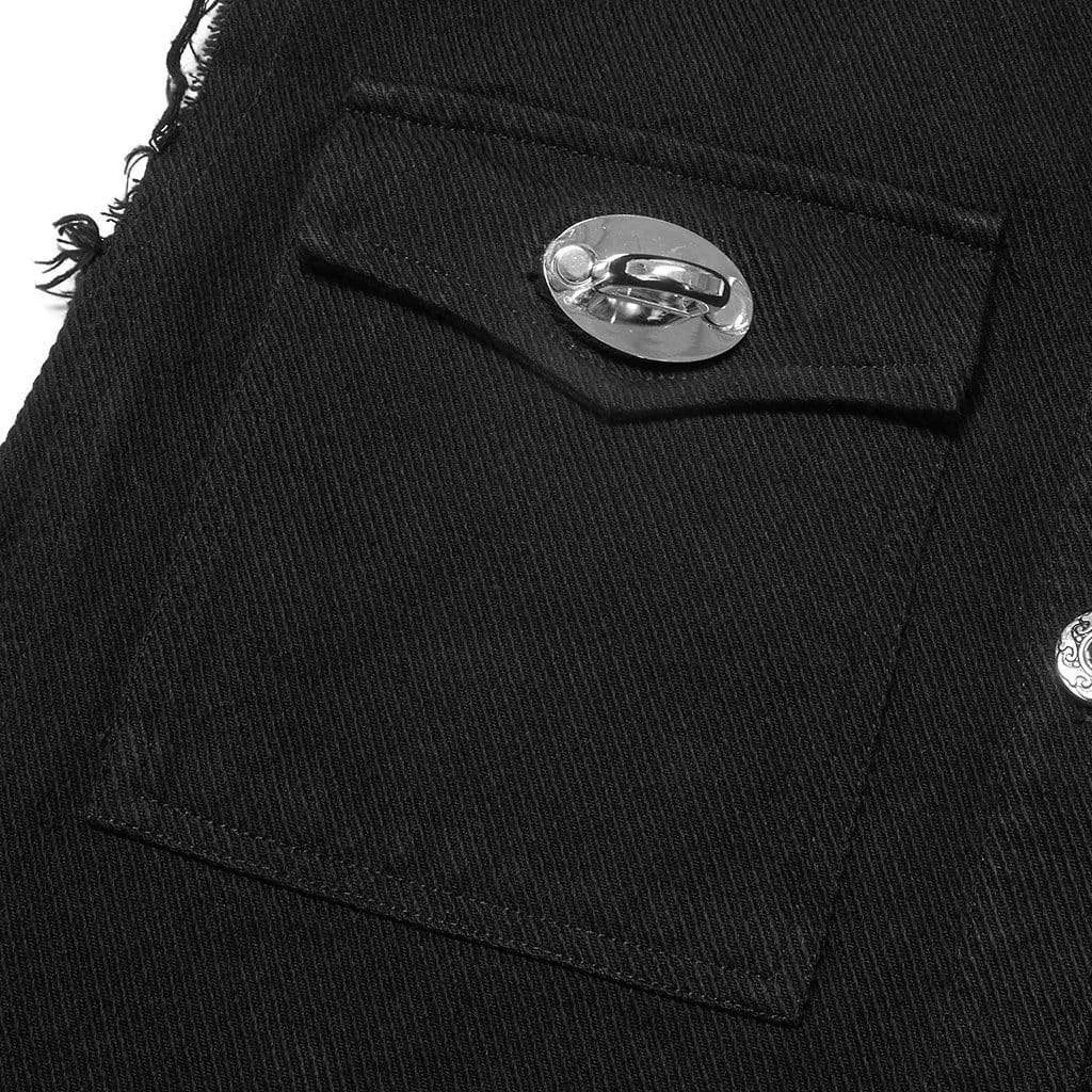 Men's Punk Turn-down Collar Unedged Waistcoat
