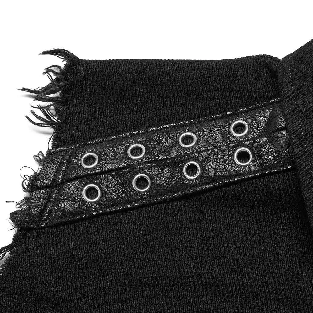 Men's Punk Turn-down Collar Unedged Waistcoat