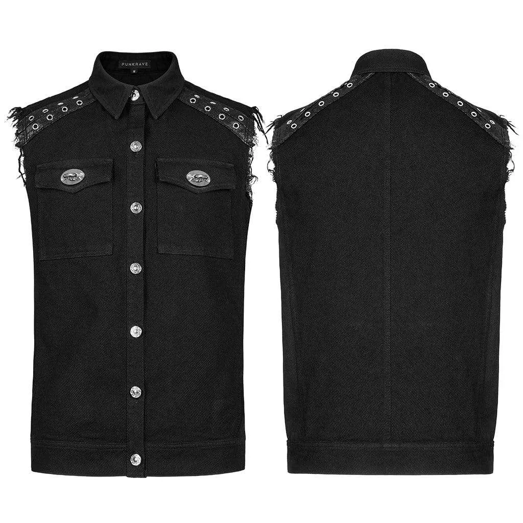 Men's Punk Turn-down Collar Unedged Waistcoat