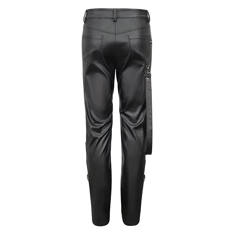 Men's Punk Zipper Faux Leather Pants