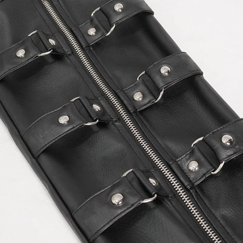 Men's Punk Zipper Faux Leather Pants