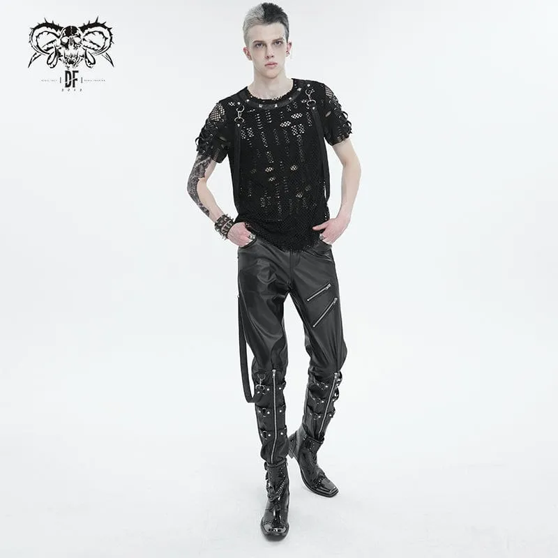 Men's Punk Zipper Faux Leather Pants