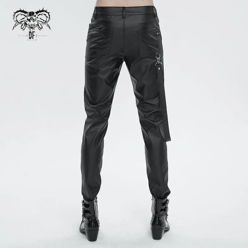 Men's Punk Zipper Faux Leather Pants