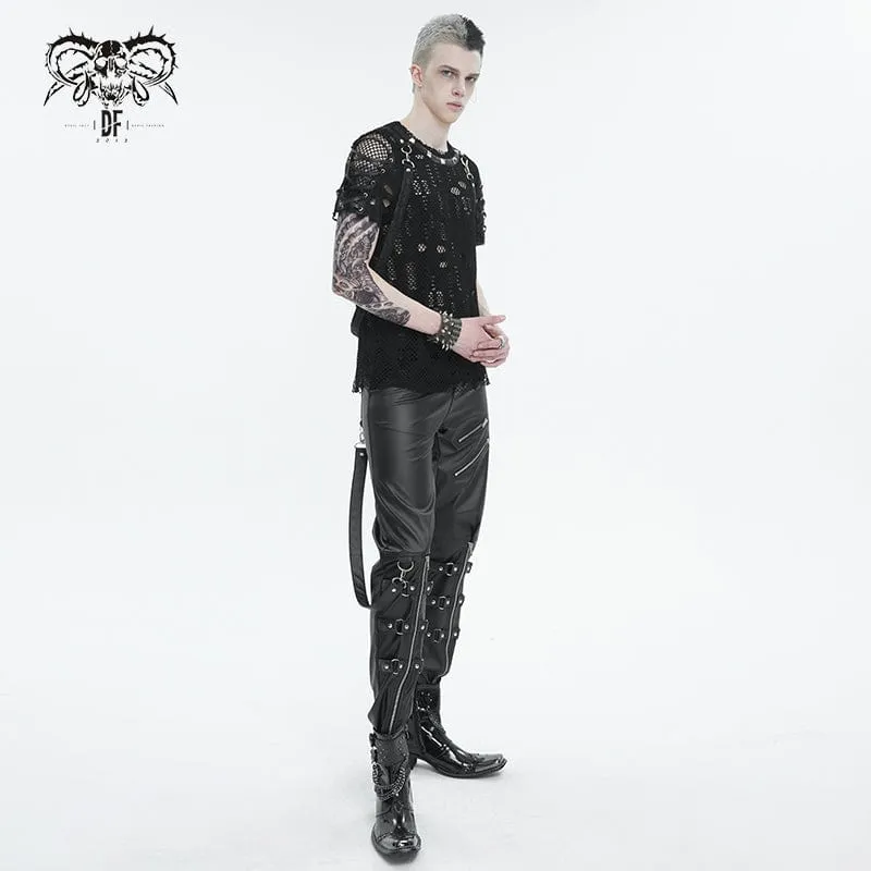 Men's Punk Zipper Faux Leather Pants
