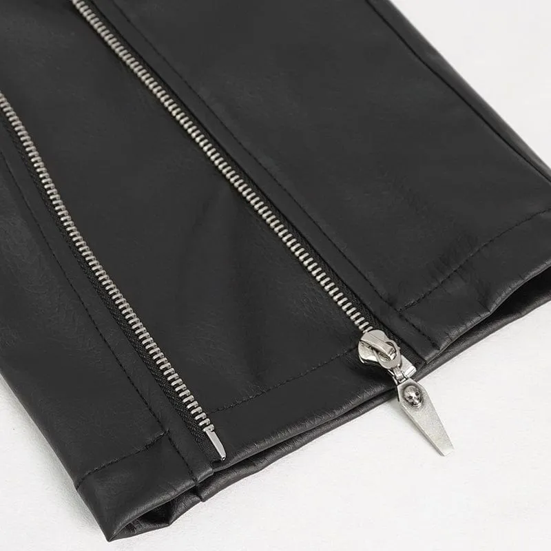 Men's Punk Zipper Faux Leather Pants