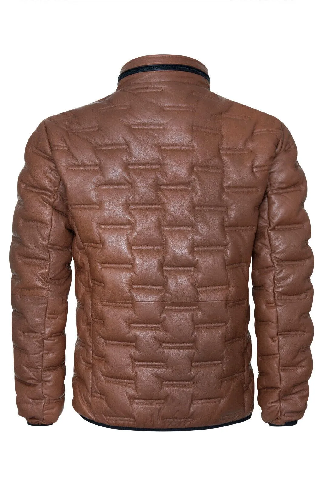 Mens Quilted Puffer Leather Bomber Jacket - Torpoint