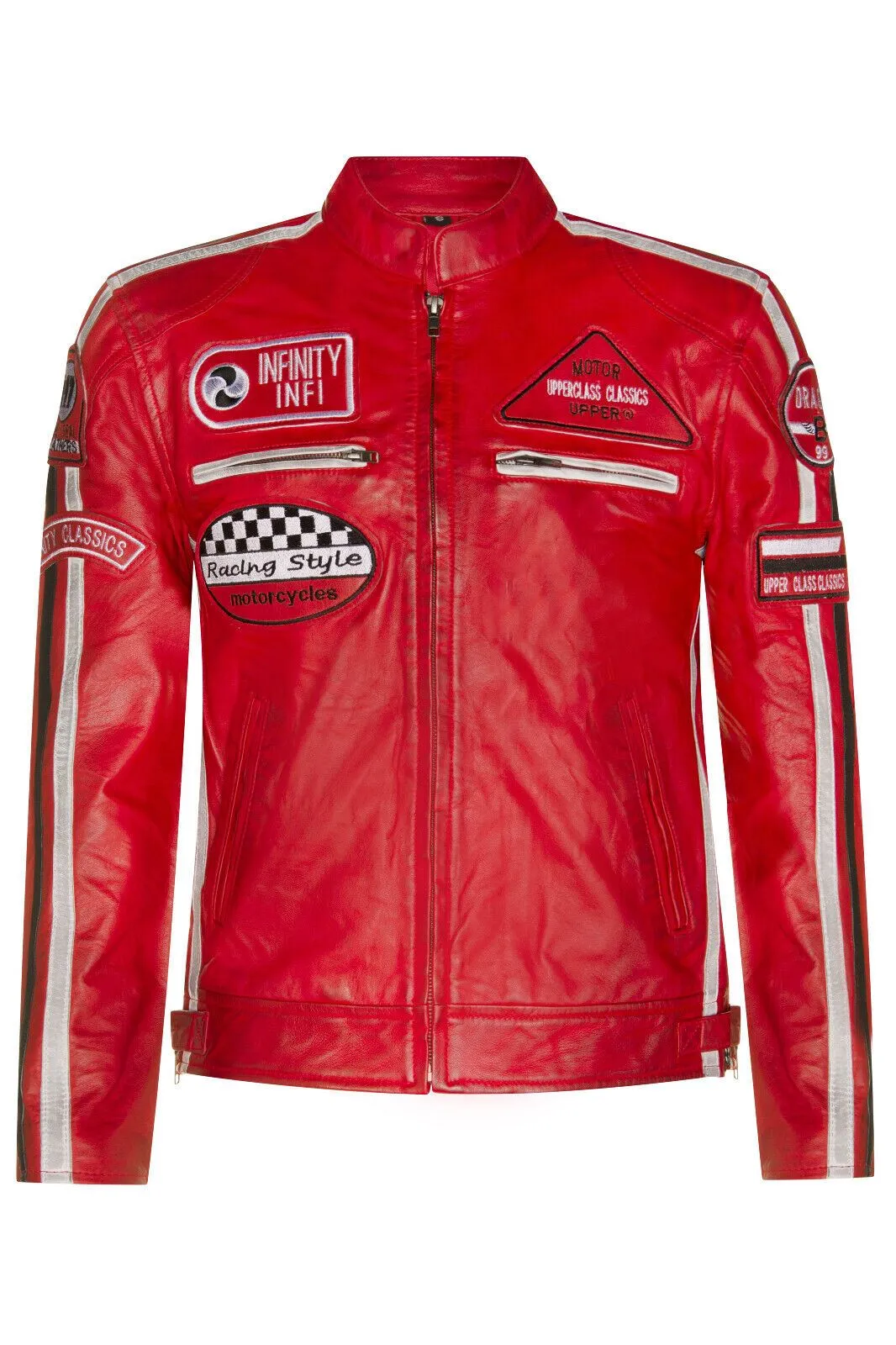 Mens Racing Leather Biker Jacket-Portland