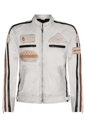 Mens Racing Leather Biker Jacket-Portland