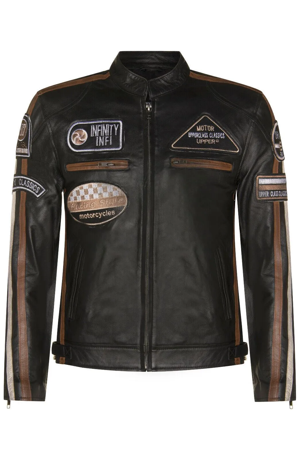 Mens Racing Leather Biker Jacket-Portland