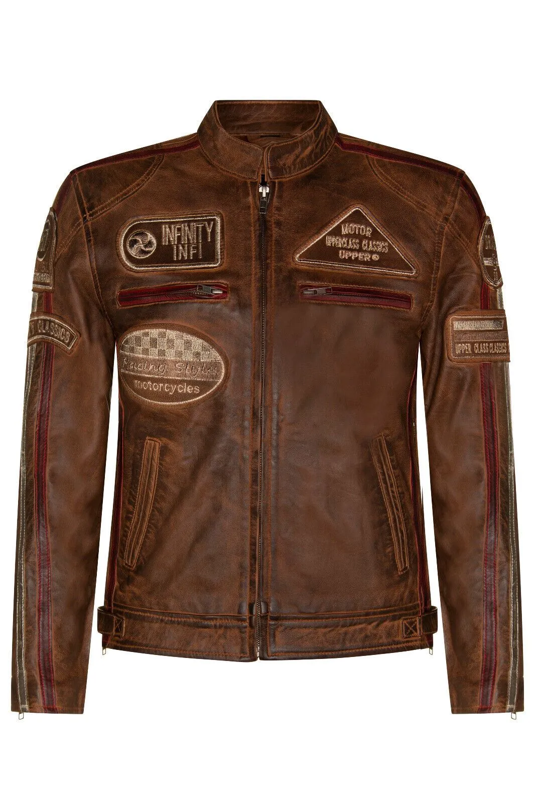 Mens Racing Leather Biker Jacket-Portland