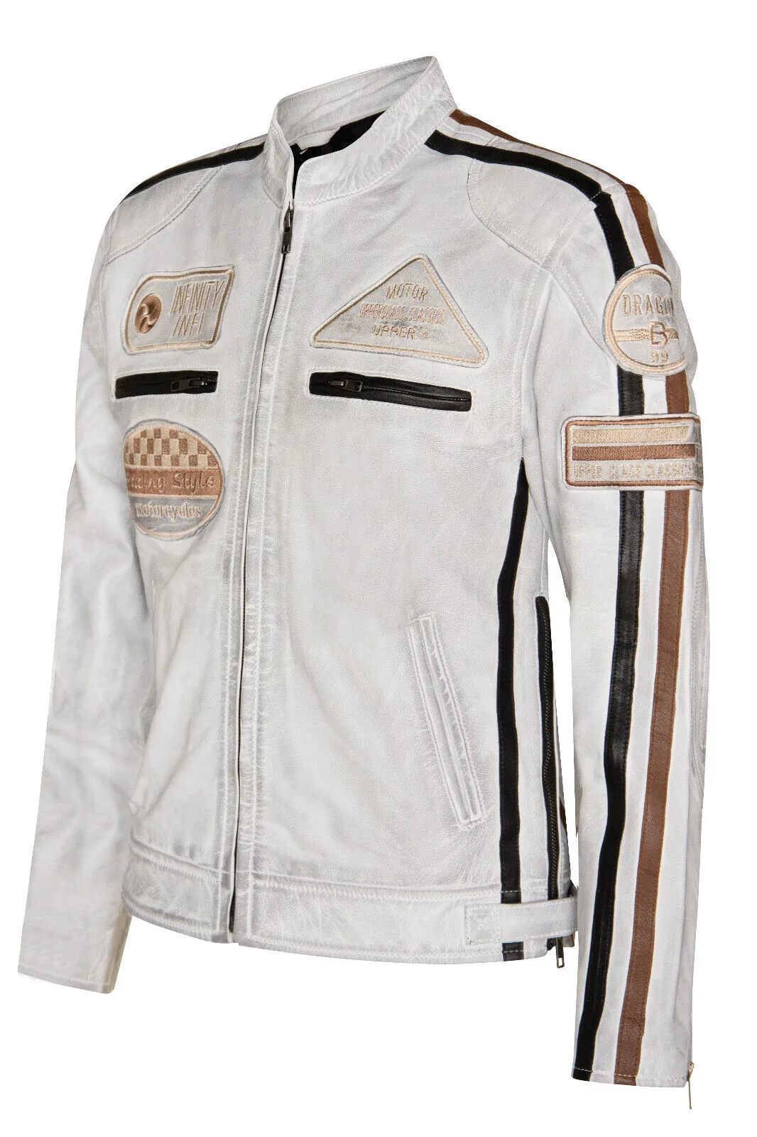 Mens Racing Leather Biker Jacket-Portland