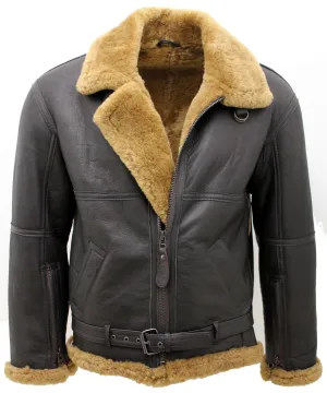 Mens RAF Sheepskin Leather Aviator Jacket-Skyfair