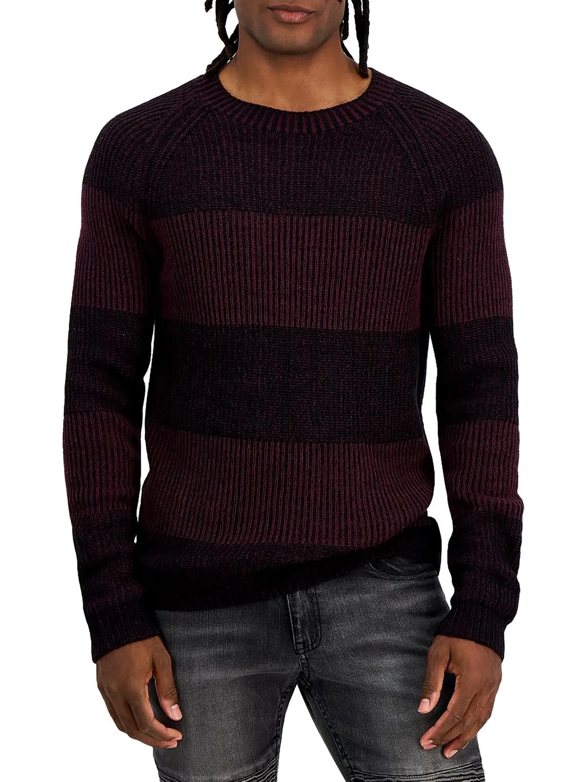 Mens Ribbed Pullover Crewneck Sweater