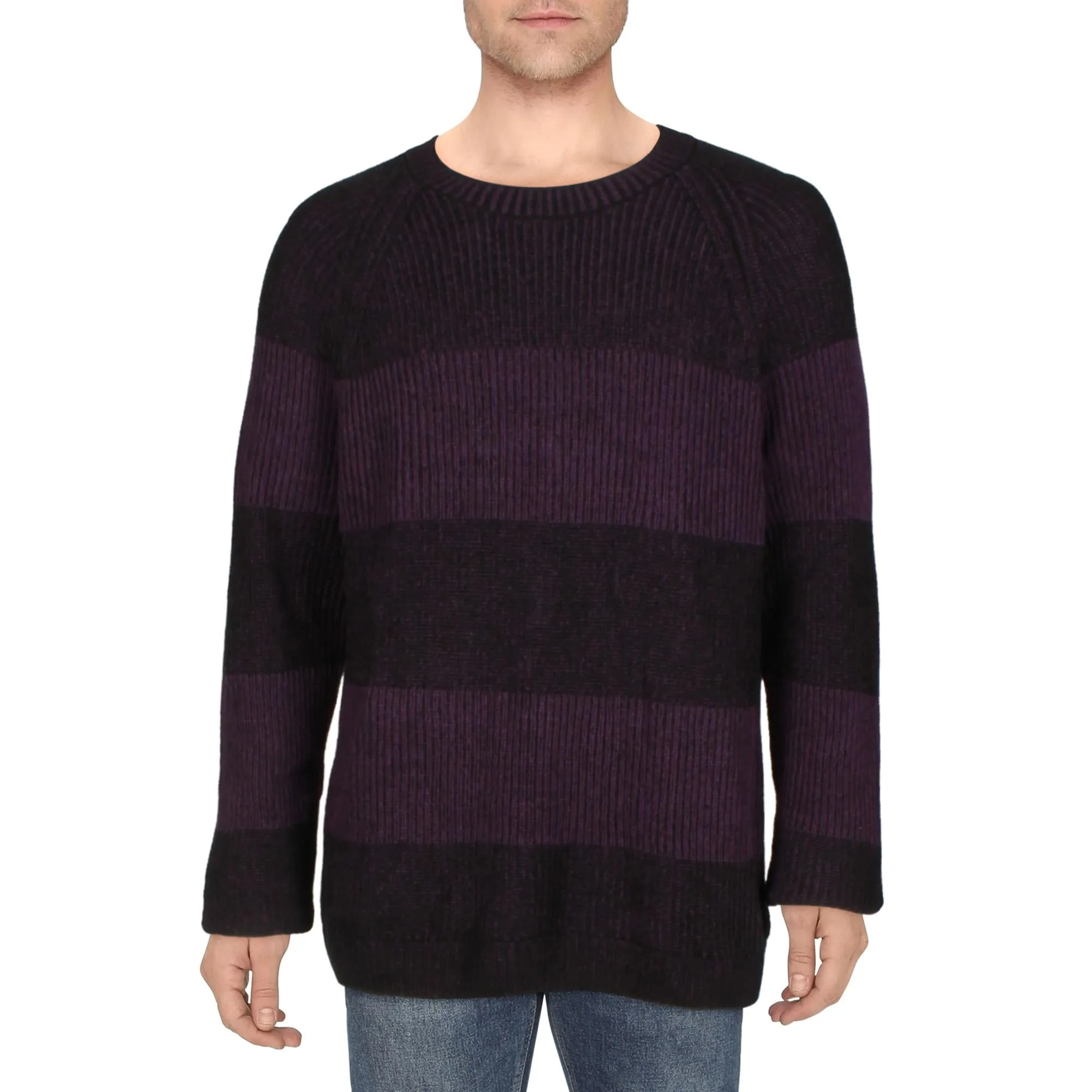 Mens Ribbed Pullover Crewneck Sweater
