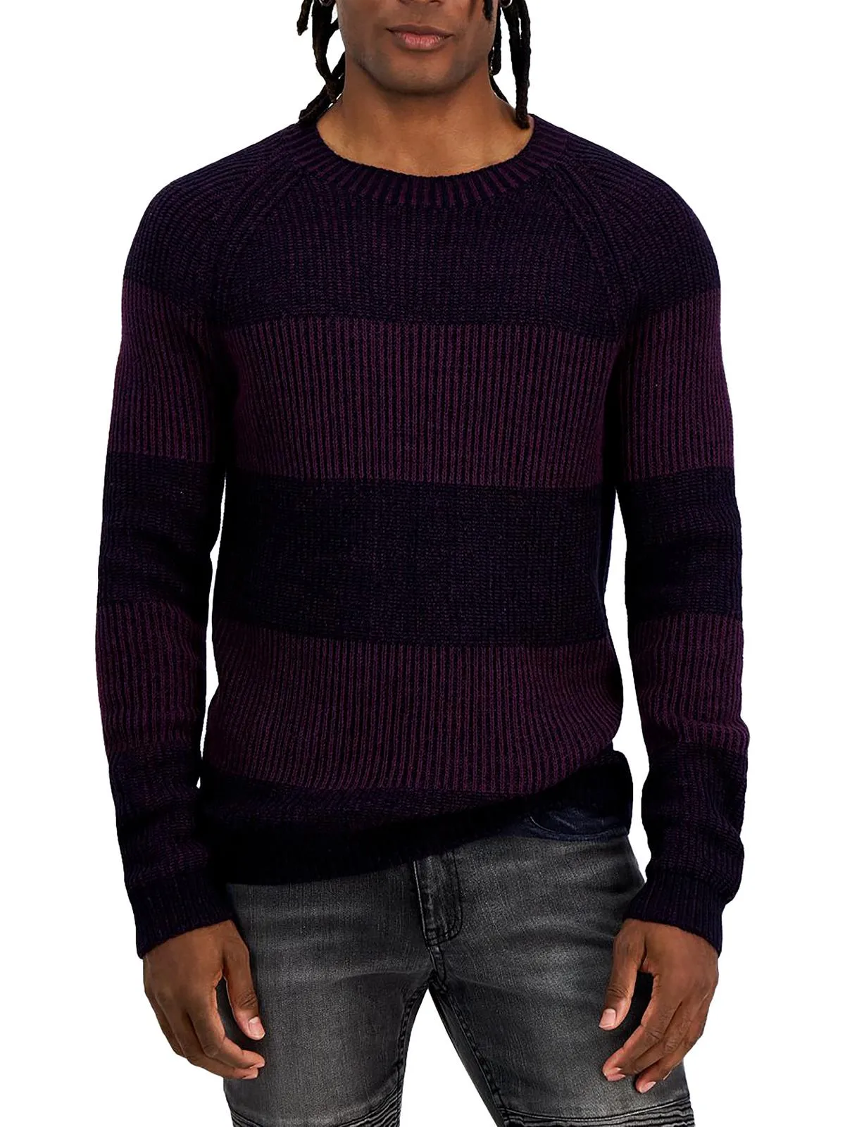 Mens Ribbed Pullover Crewneck Sweater