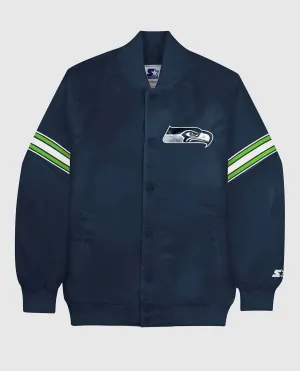 Men's Seattle Seahawks Satin Full-Snap Jacket In Navy