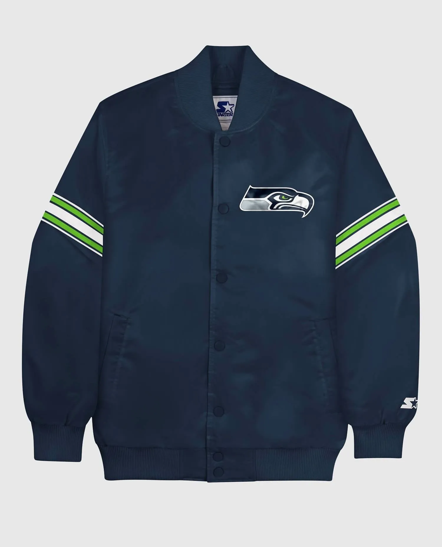 Men's Seattle Seahawks Satin Full-Snap Jacket In Navy