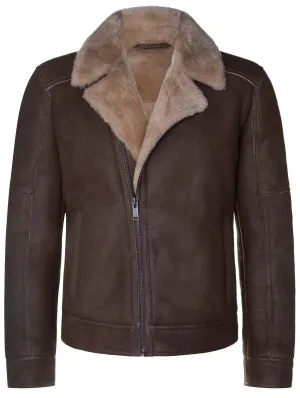 Mens Sheepskin Leather Biker Jacket-Bruma