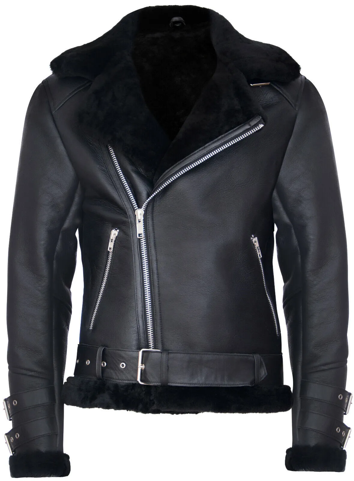 Mens Sheepskin Leather Biker Jacket-Edmonton