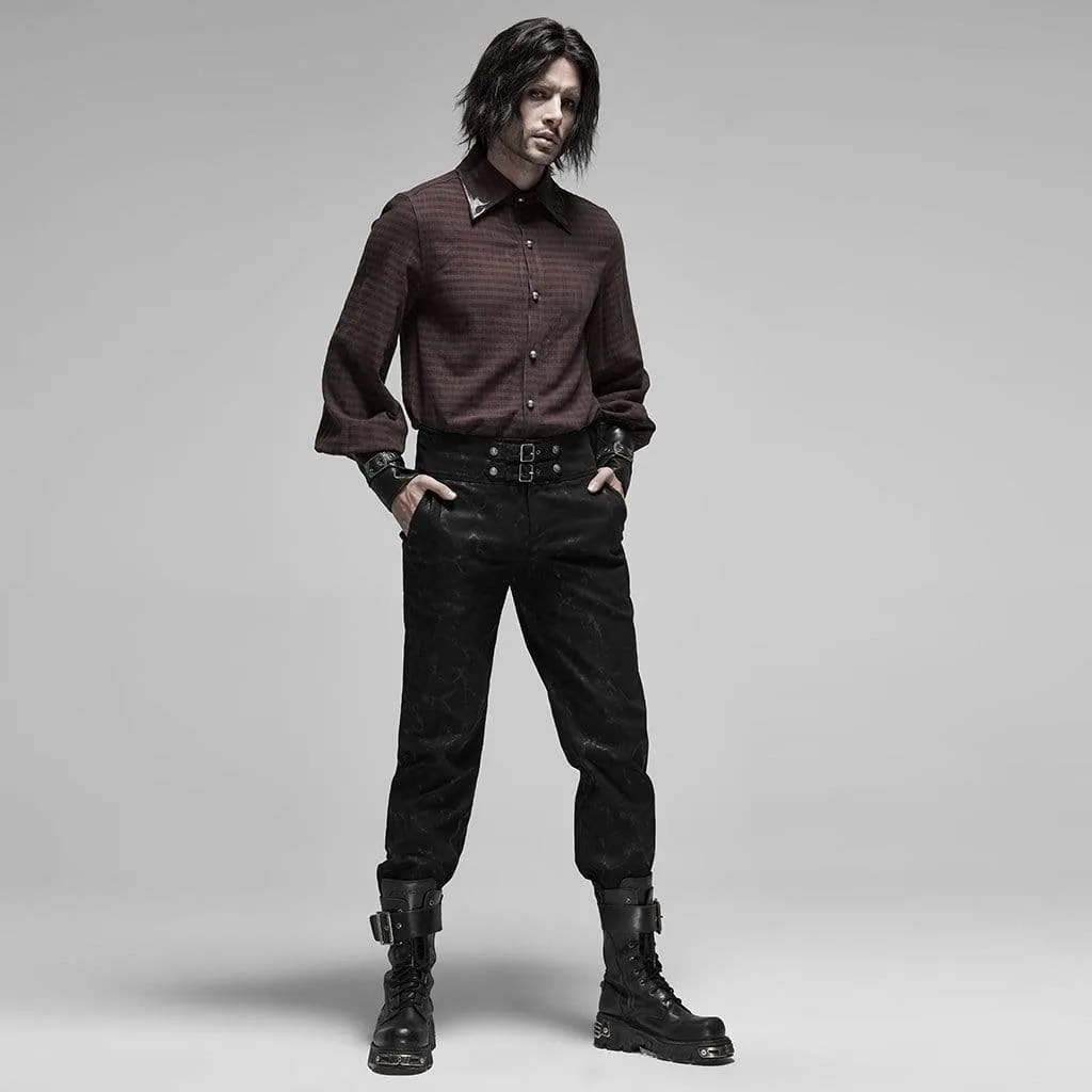 Men's Steampunk Lace-up Mottled Stripes Pants