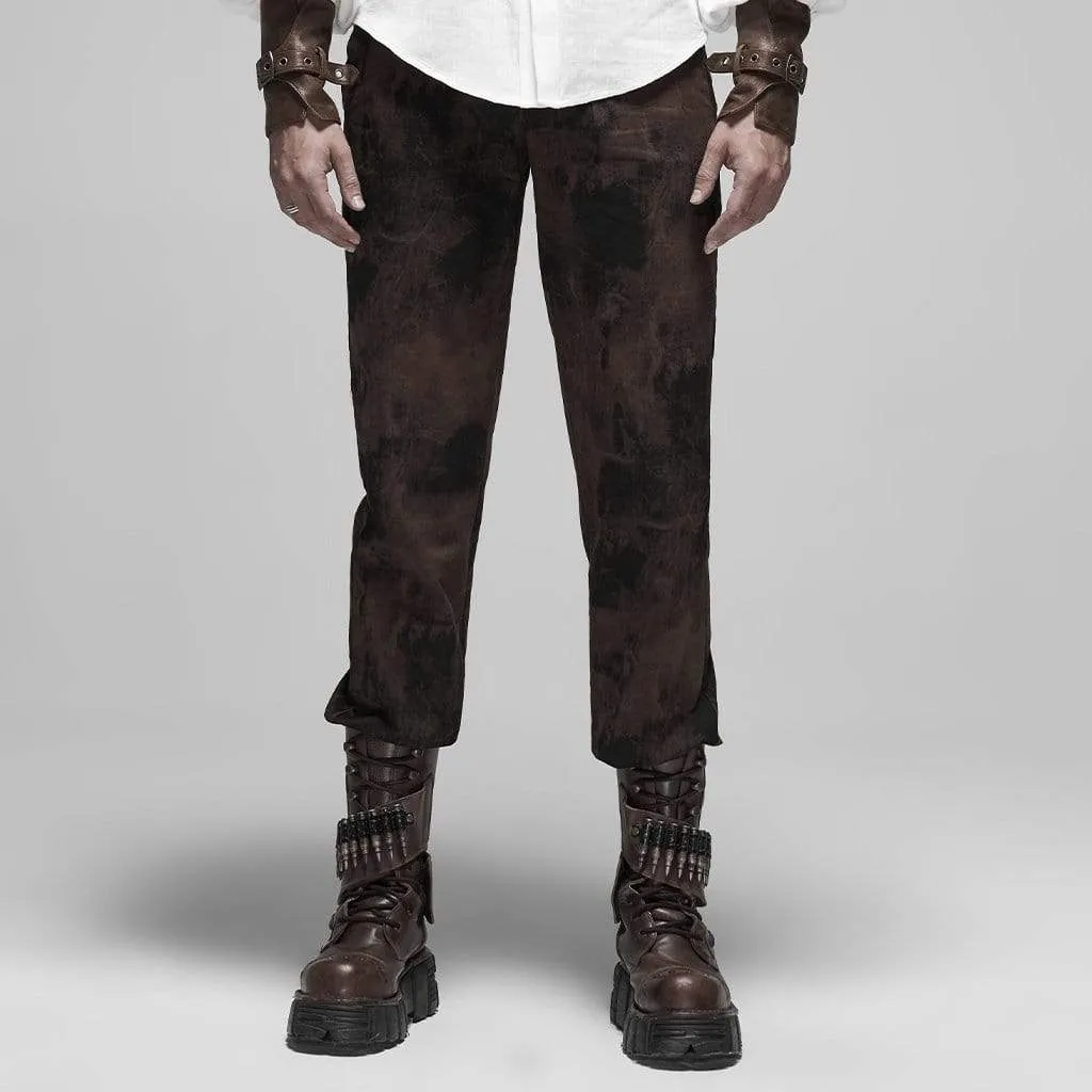 Men's Steampunk Lace-up Mottled Stripes Pants