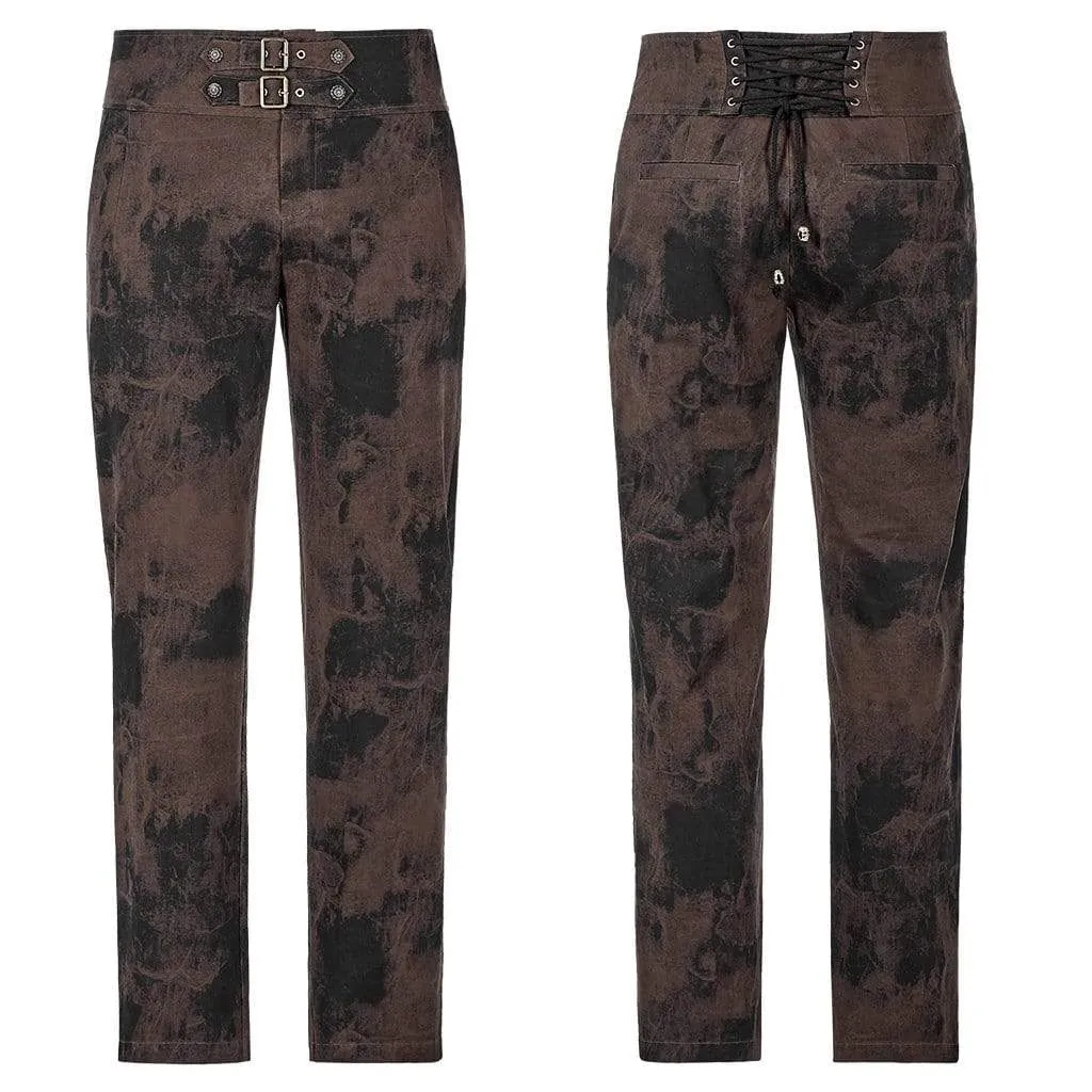 Men's Steampunk Lace-up Mottled Stripes Pants