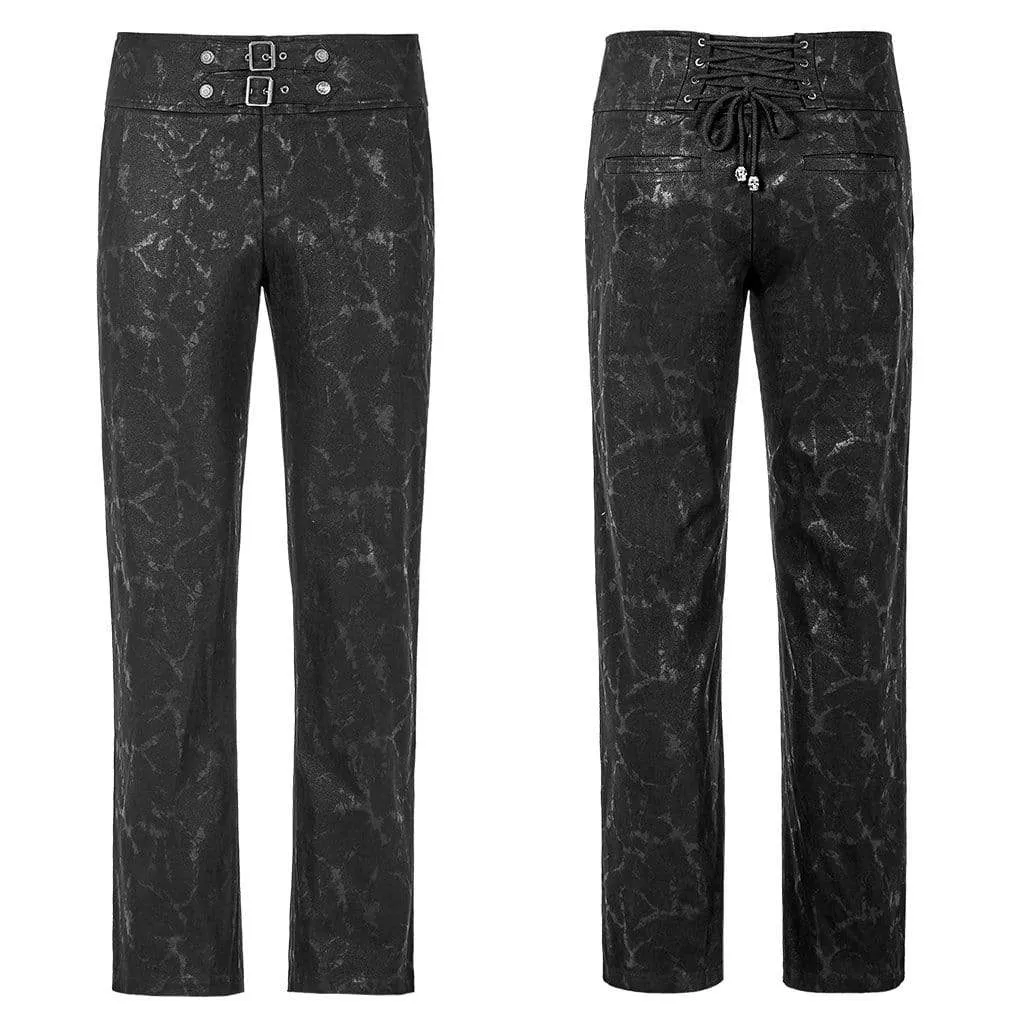 Men's Steampunk Lace-up Mottled Stripes Pants