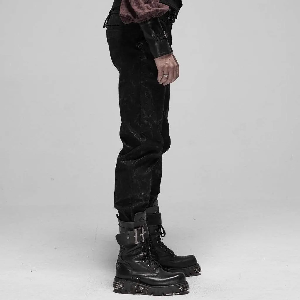Men's Steampunk Lace-up Mottled Stripes Pants