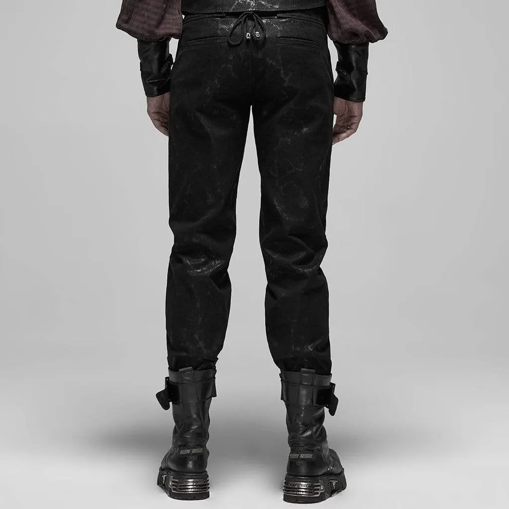 Men's Steampunk Lace-up Mottled Stripes Pants