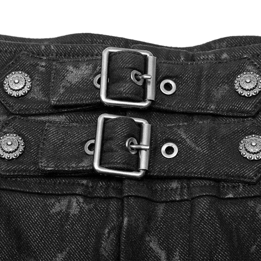 Men's Steampunk Lace-up Mottled Stripes Pants