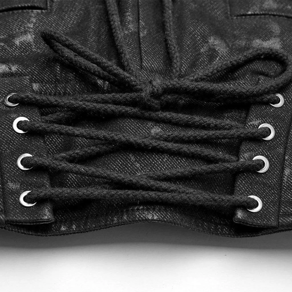 Men's Steampunk Lace-up Mottled Stripes Pants