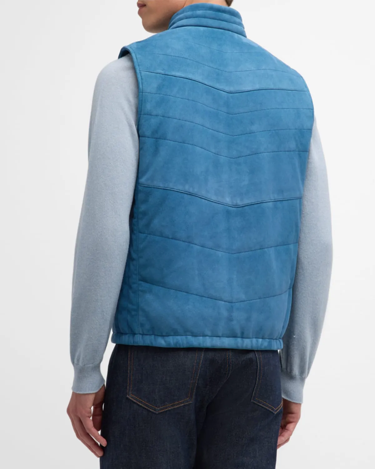 Men's Suede Half-Quilted Full-Zip Vest