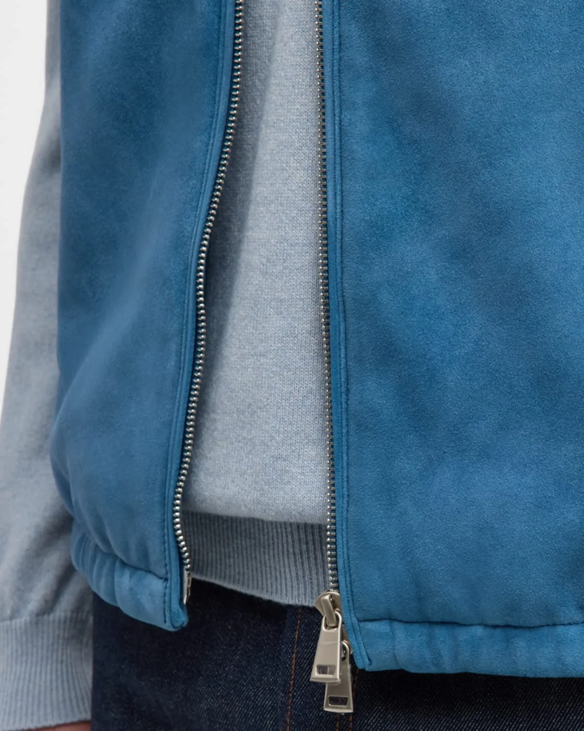 Men's Suede Half-Quilted Full-Zip Vest