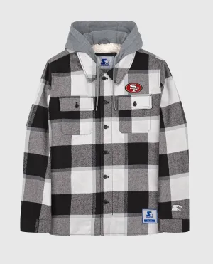 Men's The Big Joe Sherpa Lined Plaid Starter Jacket In Str San Francisco 49Ers Black