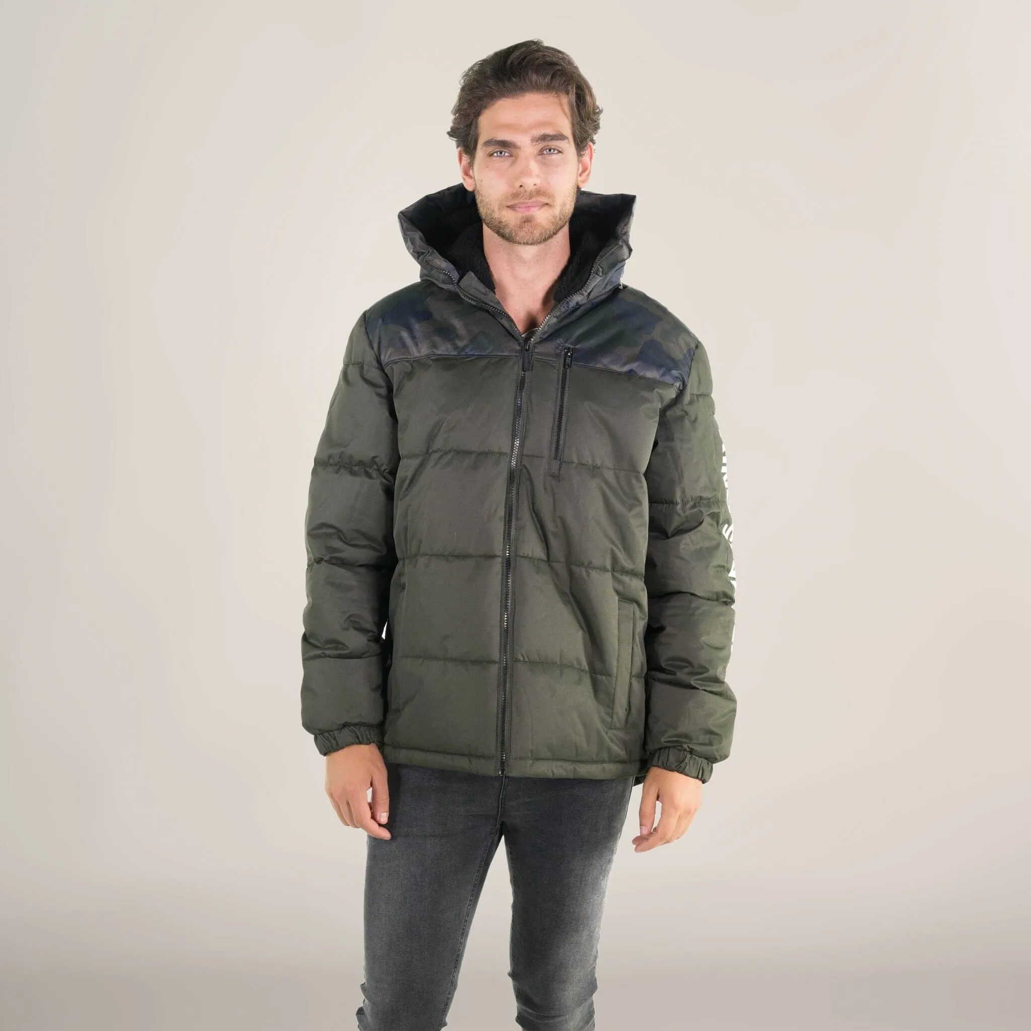 Men's Twill Block Puffer Jacket
