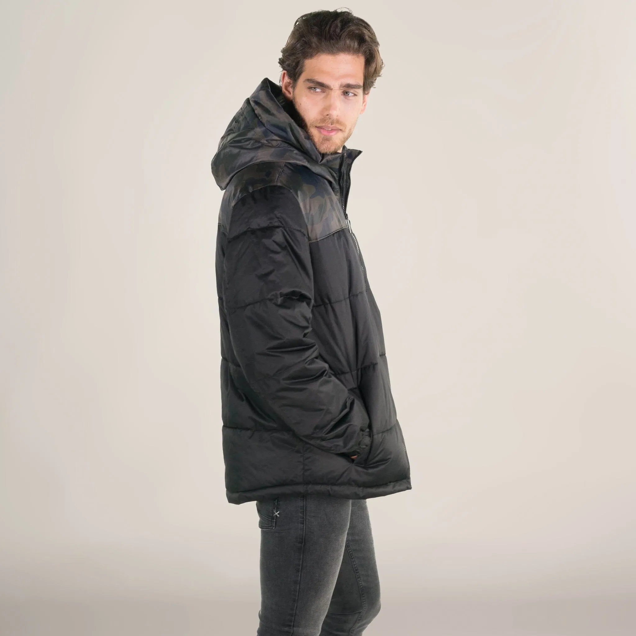 Men's Twill Block Puffer Jacket