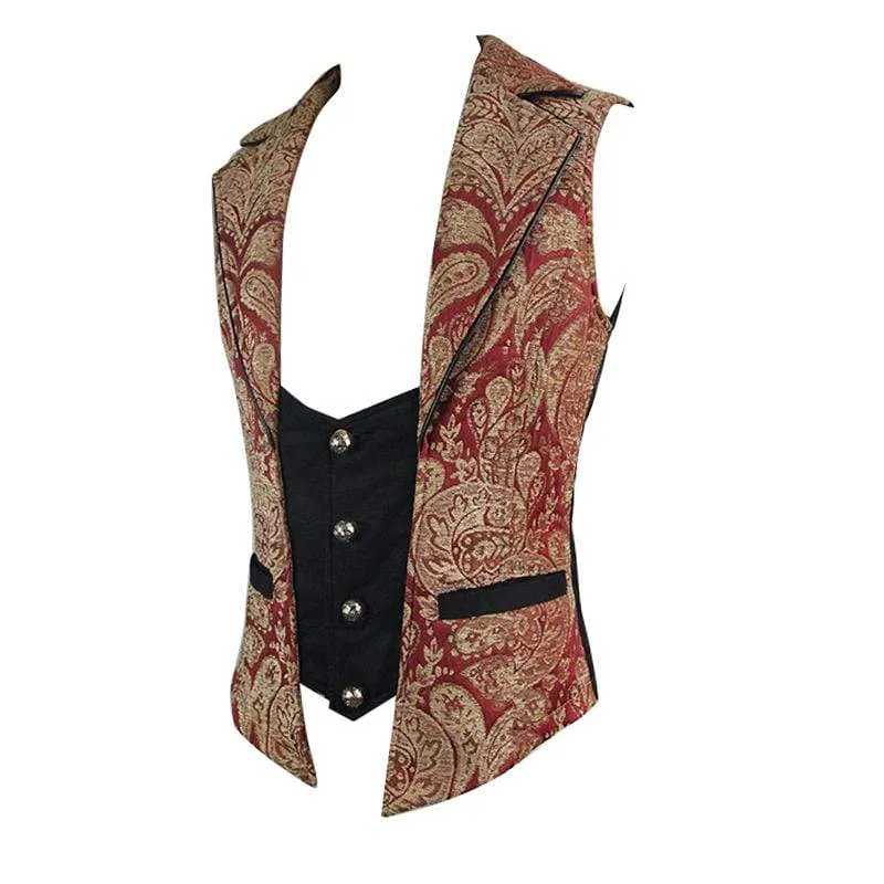 Men's Two Tone Punk Wasitcoat Red
