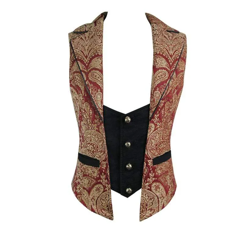 Men's Two Tone Punk Wasitcoat Red