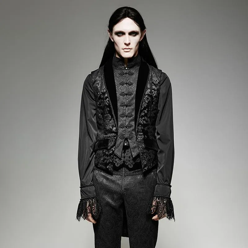Men's Victorian Swallow Tail Sleeveless Velveteen Vest