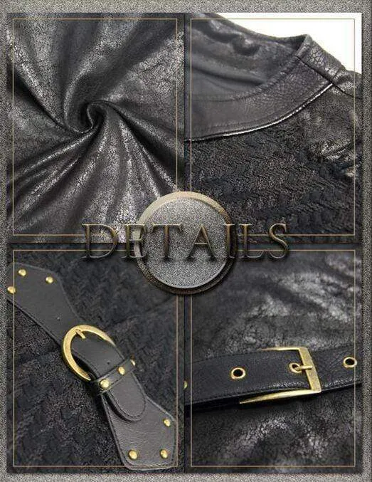 Men's Vintage Faux Leather Buckles Waistcoat