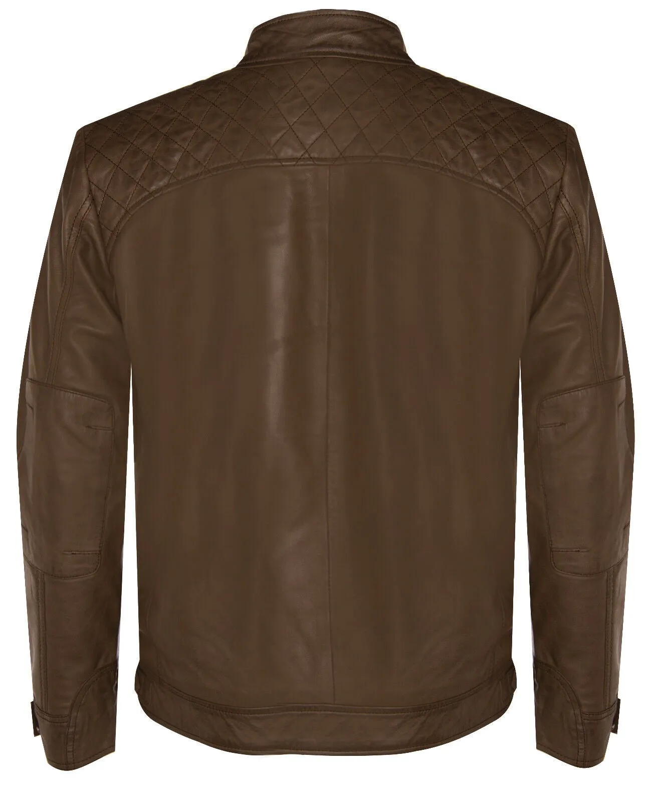 Men's Vintage Zipped Leather Racing Quilted Biker Jacket