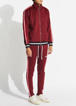 Men's Zip Up Jacket And Sweatpant Set In Burgundy