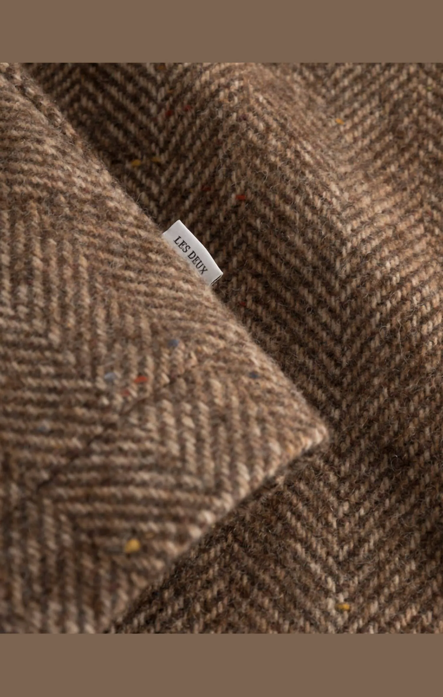 Milian Herringbone Overshirt In Coffee Brown/dark Sand