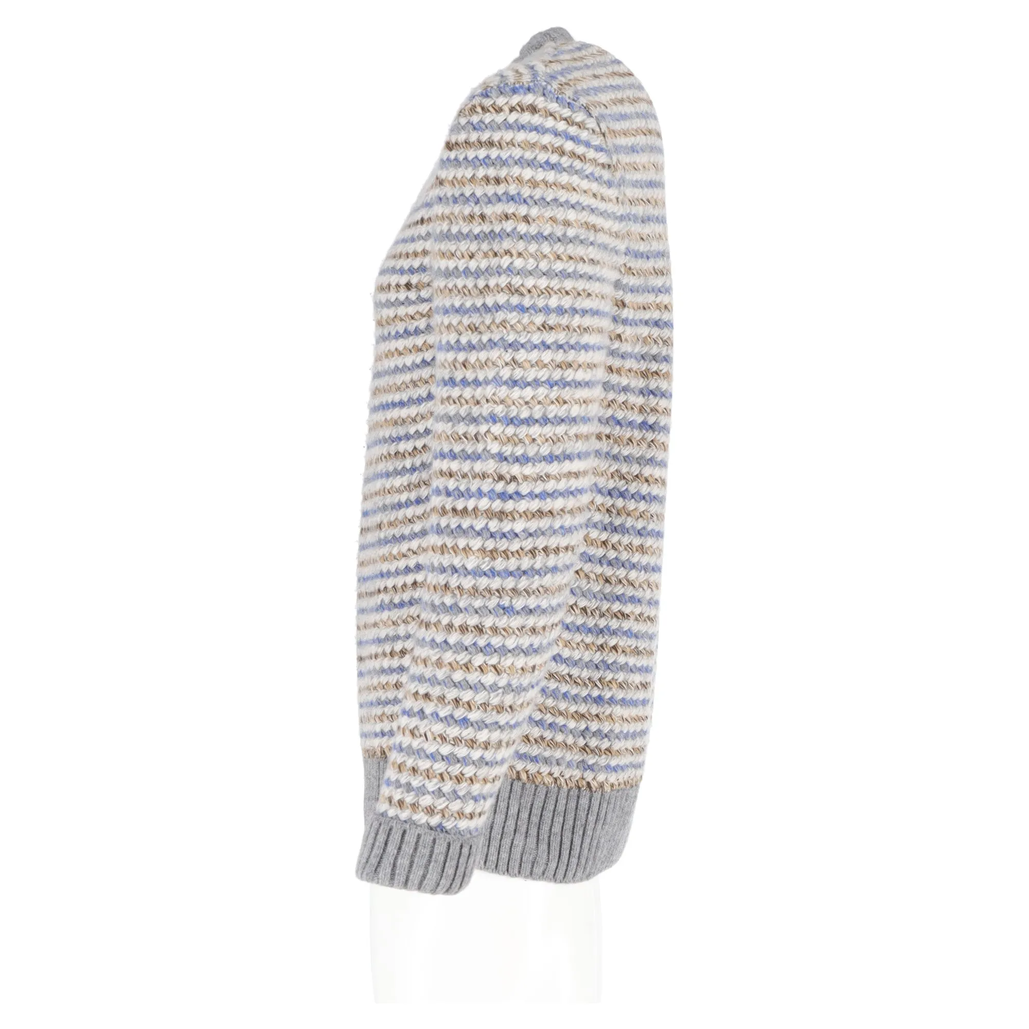 Mr. P. Striped Jacquard Crewneck Sweater in Multicolor Merino Wool